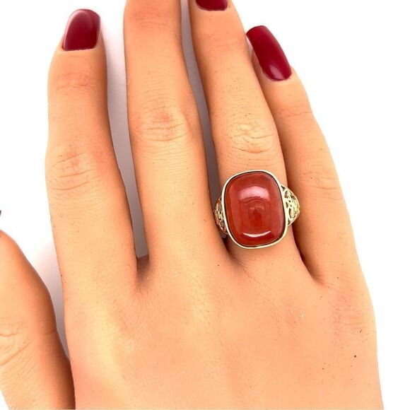 14k Huge Brown Gemstone Ring